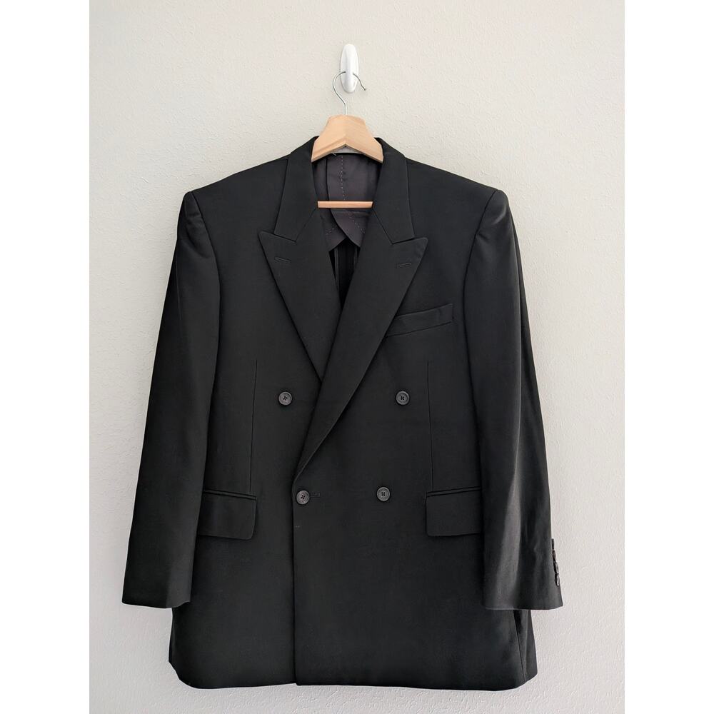 Yuki Torii Homme Men's Black Double Breasted Blazer 4 Button Size 44 Short Wool